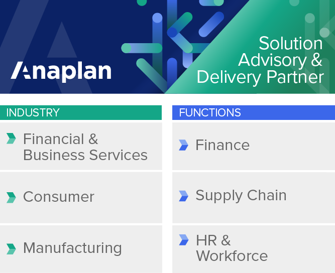 Anaplan̐Vp[gi[vOuPartnerAcceleratevɎQ@nƃp[gi[ő1ƂȂAȉ̐含̔F擾@FUNCTIONFSupply Chain, HR & Workforce, Finance@INDUSTRYFManufacturing , Consumer, Financial & Business Services