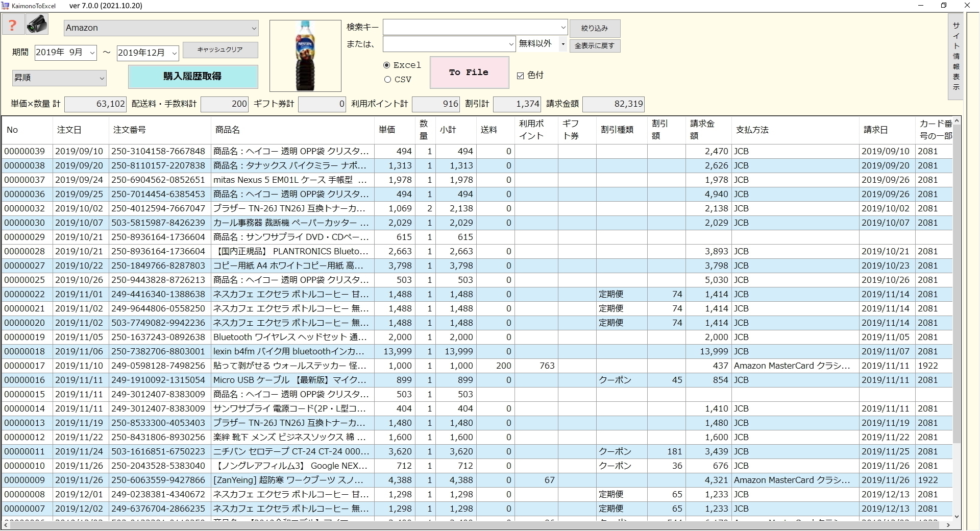 um\vɖ𗧂IlbgVbsO̗XgExcelo͂鎖yAvuKaimonoToExcel 9.0v115[X