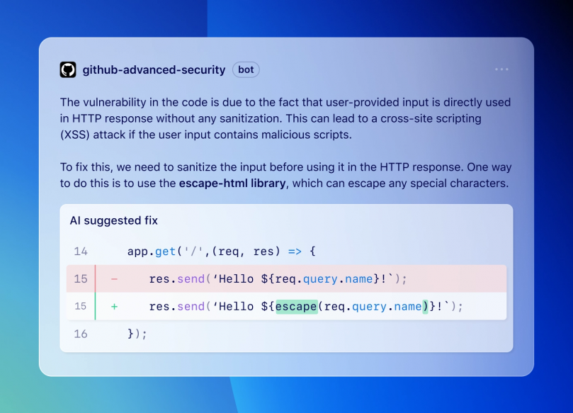 GitHubACode Scanning̎C@\̃pubNx[^ł̒񋟂Jn@`GitHub CopilotCodeQLƗpAƎ㐫̌oCĂɑΉ`