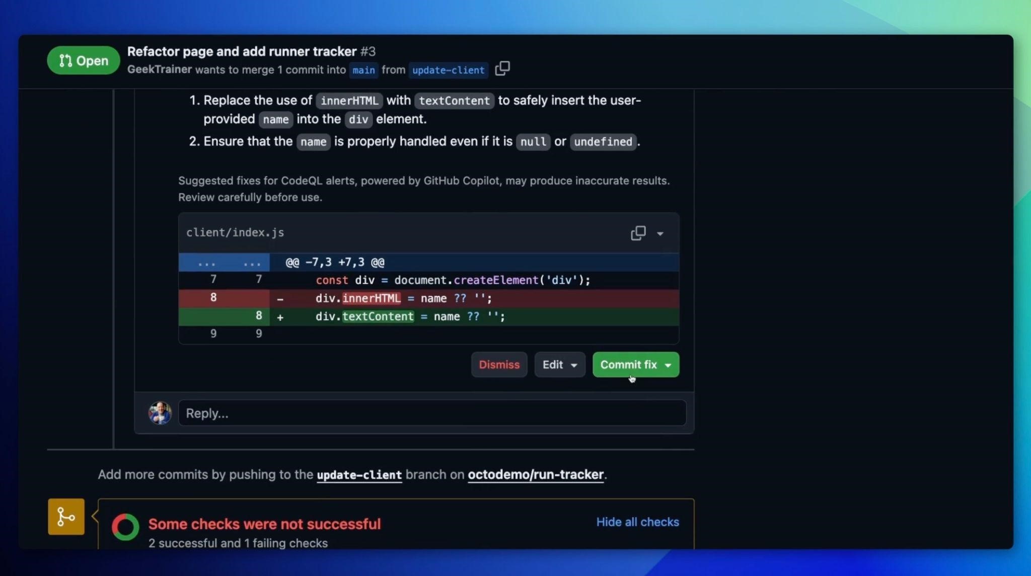 GitHub Copilot AutofixAƎ㐫̔ƏC𓯎ɍsA3{\[XR[hZLAɂV@\𔭕\ `Ǝ㐫邱ƂCꂽƂƓI`