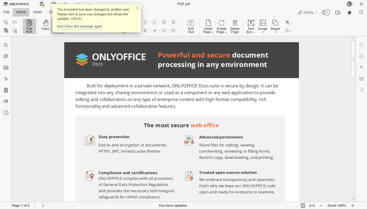 ONLYOFFICE Docs 8.2[XFPDFҏWAVꂽC^[tFCXAptH[}XœKAV[głRTLΉȂǂ𓋍