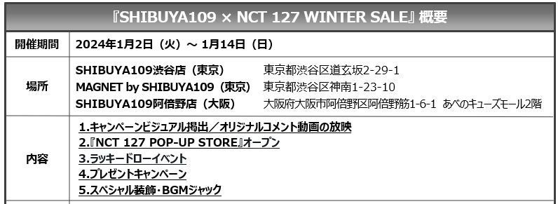 b̃O[o{[CYO[vuNCT 127viGkV[eB[ 127jSHIBUYA109R{[VIwSHIBUYA109 ~ NCT 127 WINTER SALEx