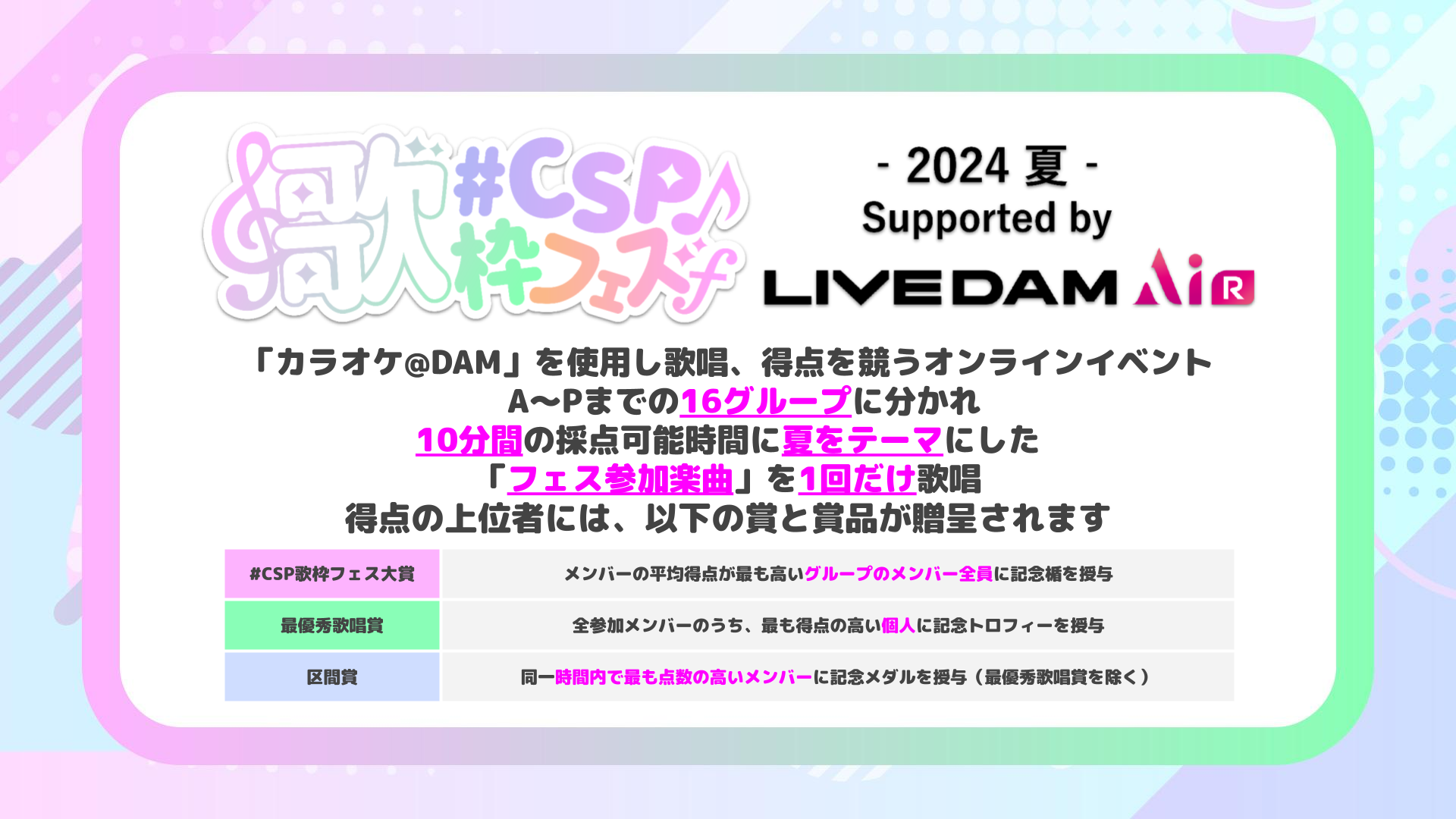 Ăe[}VTuber61l̃NGC^[u̘gvĔzMIu#CSP̘gtFX2024 Supported by LIVE DAM AiRv܌ʔ\